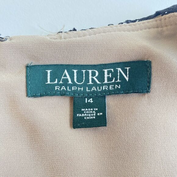 Ralph Lauren Dress 14 Black Lace Overlay Sleeveless Sheath Formal Party Cocktail - Picture 5 of 6